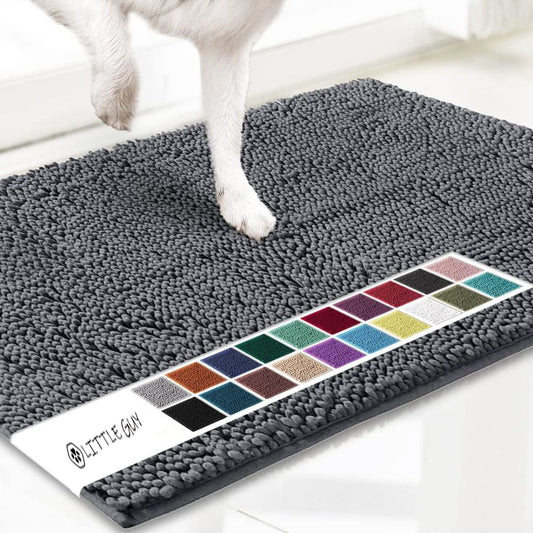 Dark Grey 50×80cm Extra-Thick Chenille Floor Mat for Bathrooms and Pet Use