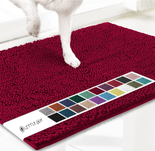 Deep Red 50×80cm Extra-Thick Chenille Floor Mat for Bathrooms and Pet Use