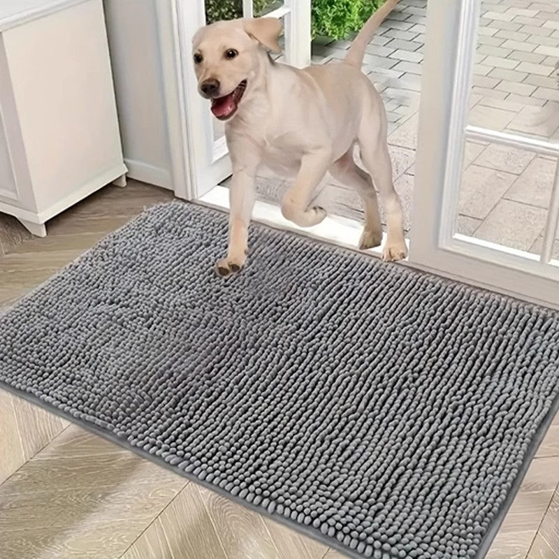 Deep red 50×80 cm Extra-Thick Chenille Floor Mat for Bathrooms and Pet Use – High-Density Absorbent, Non-Slip, Machine-Washable Rug for Dogs and Humans
