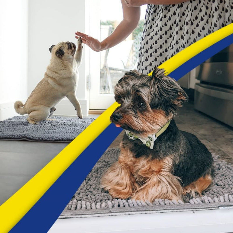 Black 50×80 cm Extra-Thick Chenille Floor Mat for Bathrooms and Pet Use – High-Density Absorbent, Non-Slip, Machine-Washable Rug for Dogs and Humans