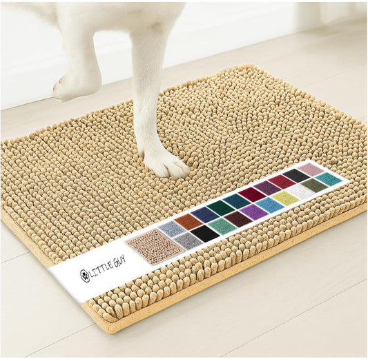 Beige 50×80cm Extra-Thick Chenille Floor Mat for Bathrooms and Pet Use