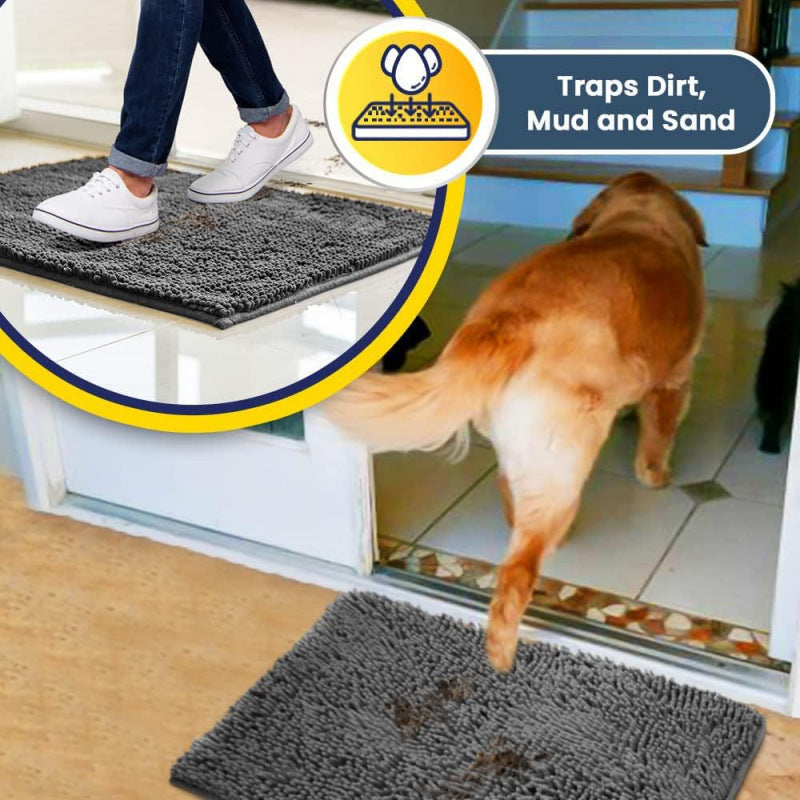 Beige 50×80 cm Extra-Thick Chenille Floor Mat for Bathrooms and Pet Use – High-Density Absorbent, Non-Slip, Machine-Washable Rug for Dogs and Humans
