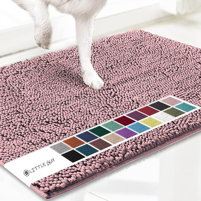 Pink 50×80cm Extra-Thick Chenille Floor Mat for Bathrooms and Pet Use