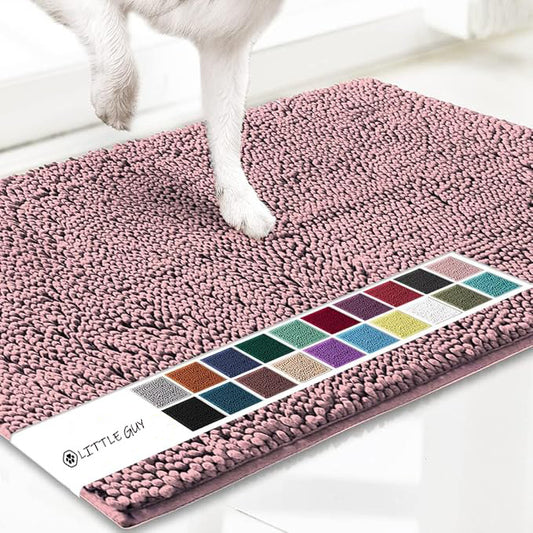 Pink 50×80cm Extra-Thick Chenille Floor Mat for Bathrooms and Pet Use