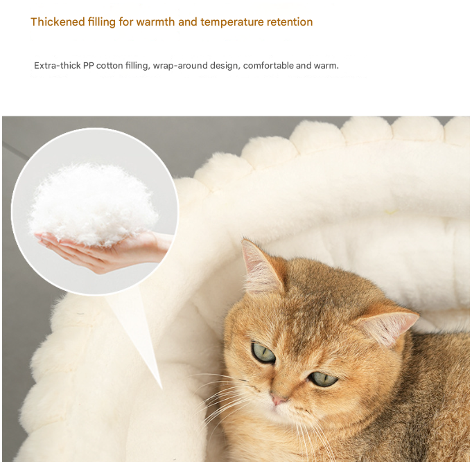 Grey Plush Round Pet Bed with Removable Cushion M Size, Thickened Warm Dog and Cat Nest for Small to Medium Pets, Cozy and Soft Sleeping Space for Home Use(Cut-out version)