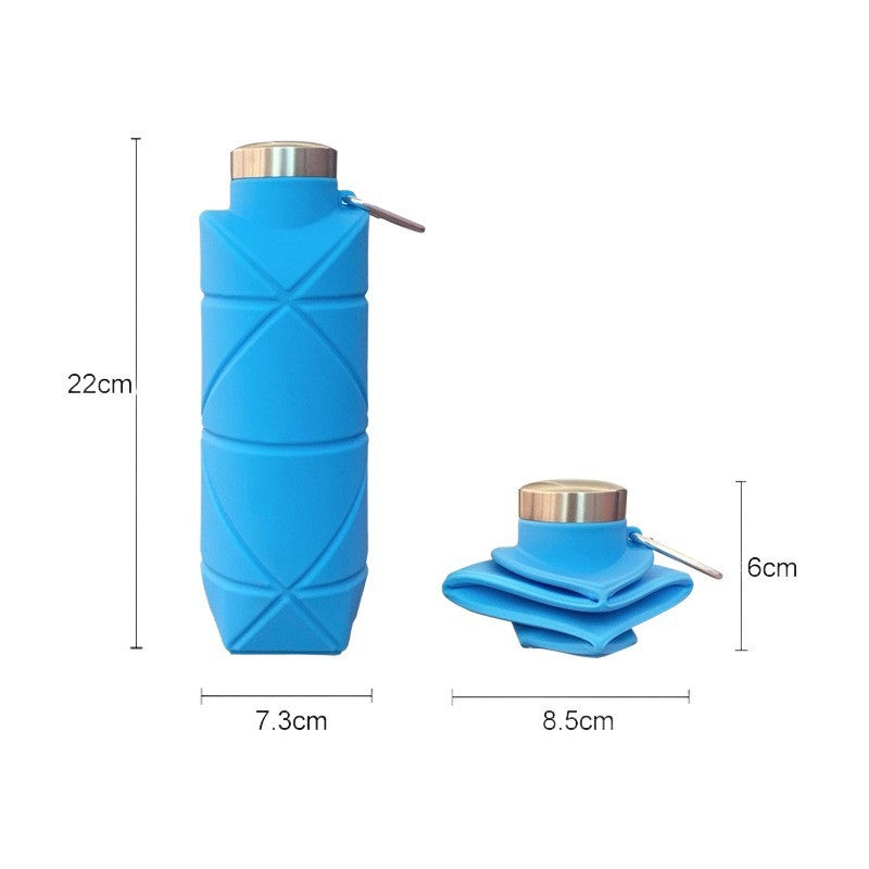 Grey 700ml Collapsible Silicone Water Bottle with Diamond Pattern