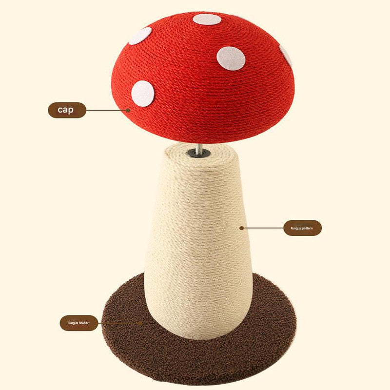 Red Mushroom Cat Tree with Sisal Scratching Post - Large Vertical Cat Climber, Durable Scratch-Resistant Design with Hanging Toys, Stylish Home Decor for Indoor Cats(500mm*350mm)