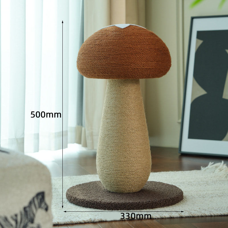 Brown Mushroom Cat Tree with Sisal Scratching Post - Large Vertical Cat Climber