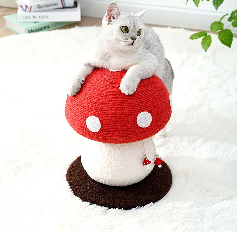 Brown Mushroom Cat Tree with Sisal Scratching Post - Large Vertical Cat Climber