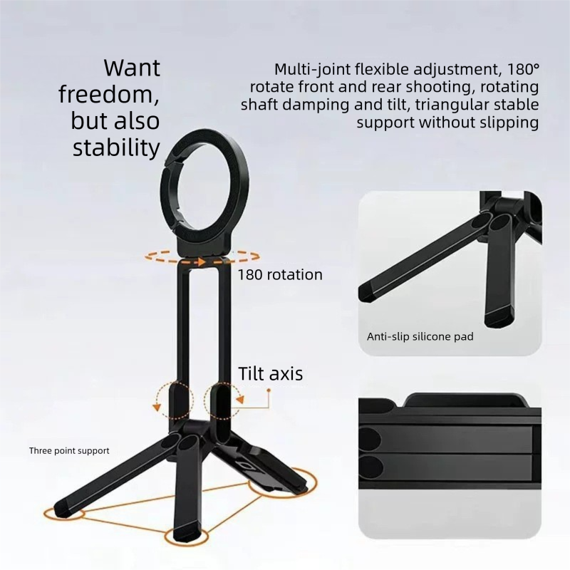 Magnetic Phone Tripod Stand for iPhone & Android - Black