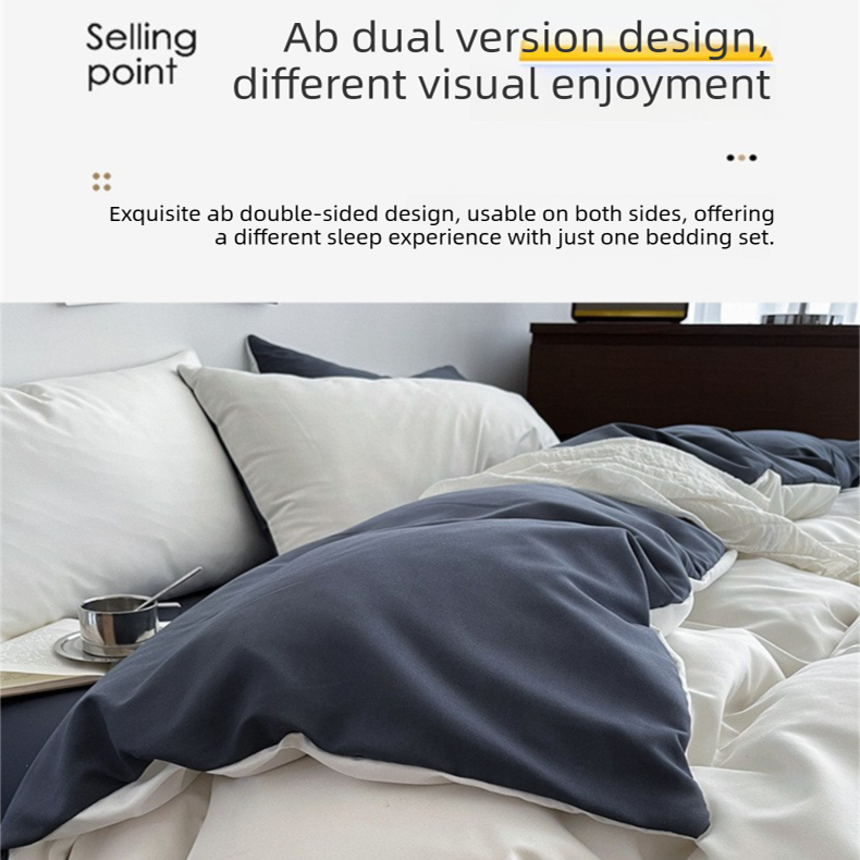 Light green and light camel color Washed Cotton Bedding Set - Solid Color Fitted Sheet Style, 4-Piece Set for 1.5m Bed, Includes 10 Random Color Quilt Fasteners(1.5m)