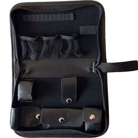 Black PU Leather Golf Accessory Organizer - Golf Tool Kit Empty Pouch