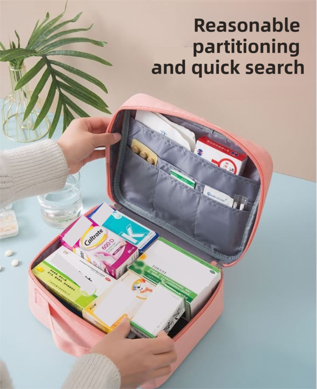 Grey Large Capacity Empty First Aid Kit 25 x 14 x 20 CM - Durable Oxford Cloth Emergency Medical Storage Bag for Home Car Camping Travel