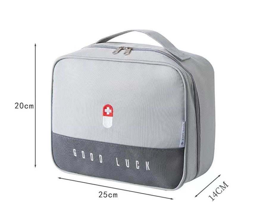 Grey Large Capacity Empty First Aid Kit 25 x 14 x 20 CM - Durable Oxford Cloth Emergency Medical Storage Bag for Home Car Camping Travel