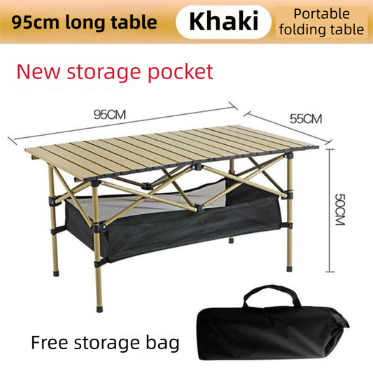 95cm Khaki Portable Folding Egg Roll Camping Table