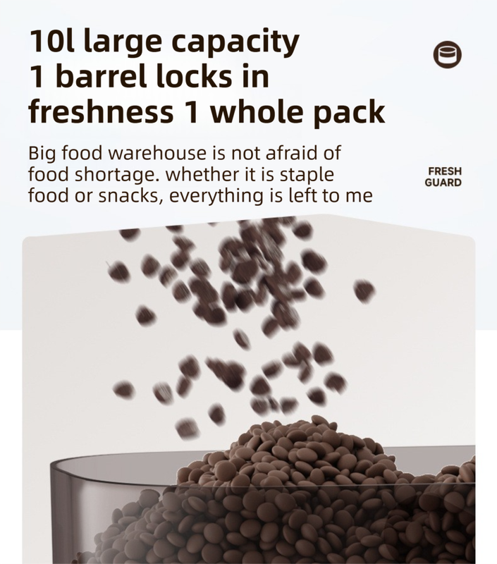 10L Smart Vacuum Pet Food Storage Container - Moisture & Insect Proof, Constant Pressure Paws-Keep-Fresh(Transparent Brown)