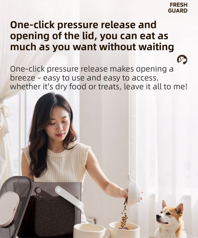 10L Smart Vacuum Pet Food Storage Container - Moisture & Insect Proof, Constant Pressure Paws-Keep-Fresh(Transparent Brown)