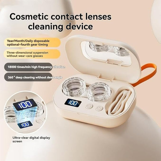 Smart High-Frequency Ultrasonic Contact Lens Cleaner with Digital Display