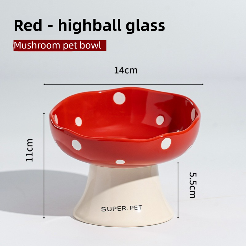 Red and Black Elevated 15° Tilted Ceramic Cat Bowl
