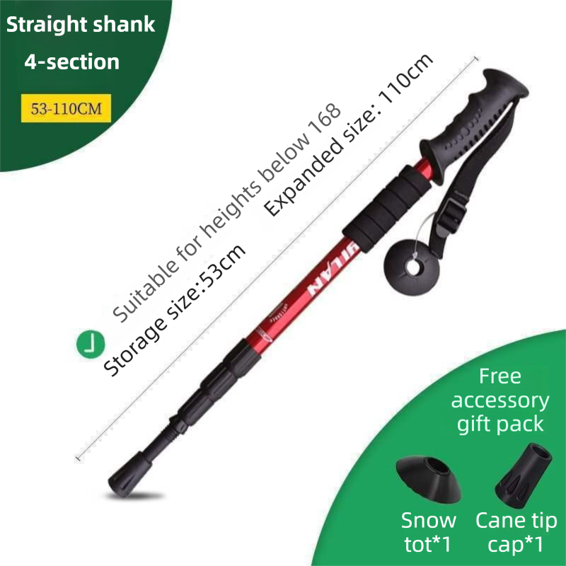 53-110cm Red Telescopic Trekking Pole - Straight Handle