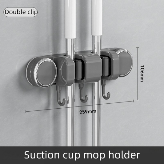 Grey Vacuum Suction Cup Mop & Broom Holder