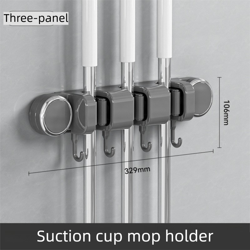 Grey Vacuum Suction Cup Mop & Broom Holder