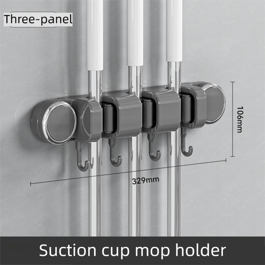 Grey Vacuum Suction Cup Mop & Broom Holder