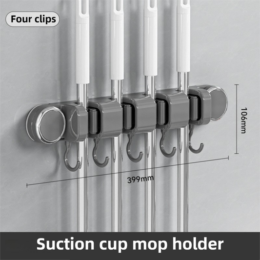 Grey Vacuum Suction Cup Mop & Broom Holder