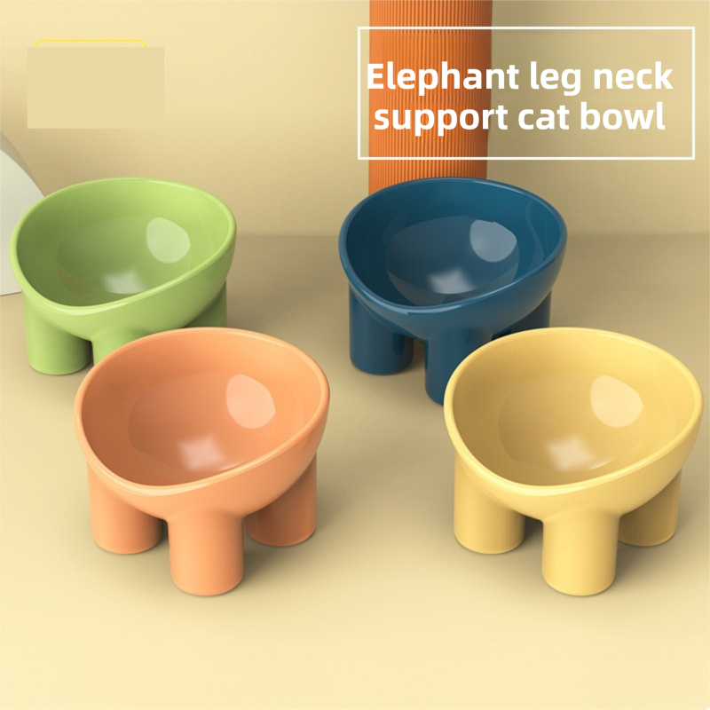 2-Pack Macaron Green Elevated Pet Bowls with Anti-Tip 4-Leg Base - Ergonomic Tilted Neck Protection Cat Food & Water Bowls