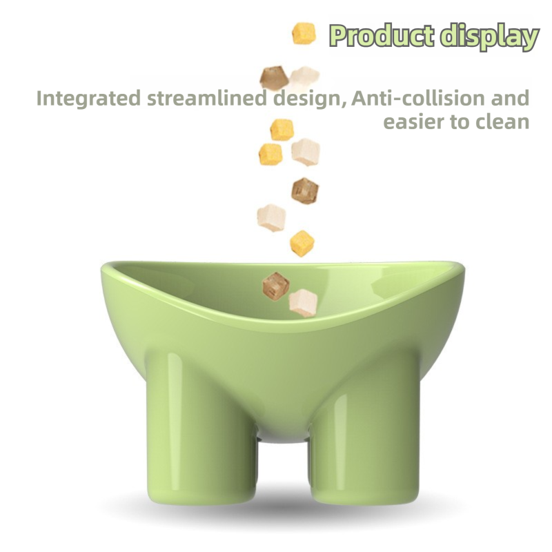 2-Pack Macaron Yellow Elevated Pet Bowls with Anti-Tip 4-Leg Base - Ergonomic Tilted Neck Protection Cat Food & Water Bowls