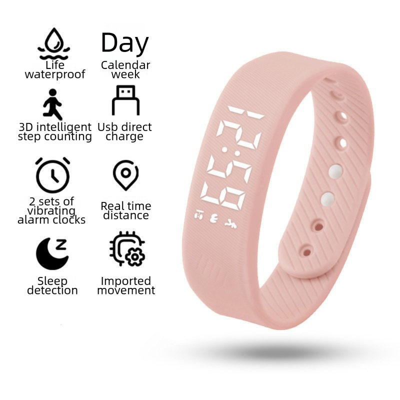 Pink Silent Vibration Alarm Wristband