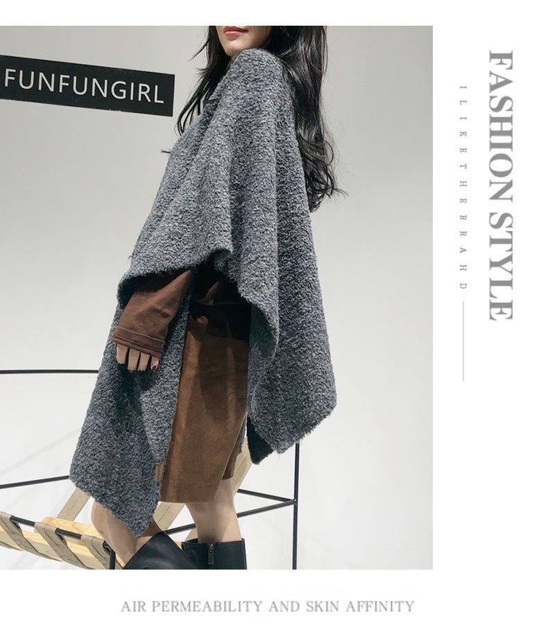 Elegant Thickened Drape Shawl & Cape Cardigan Coat