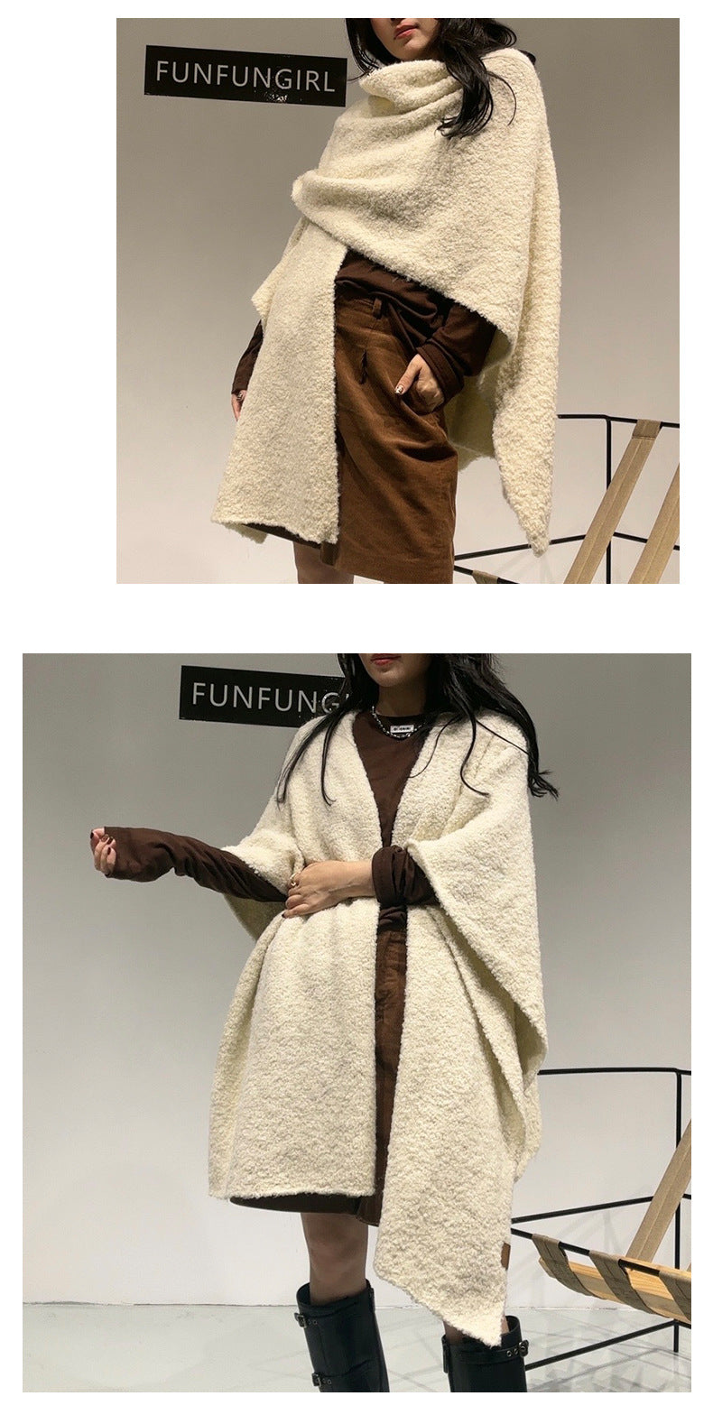 Elegant Thickened Drape Shawl & Cape Cardigan Coat