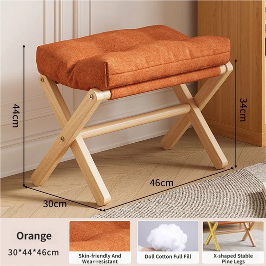 Orange Foldable Ottoman & Padded Footstool