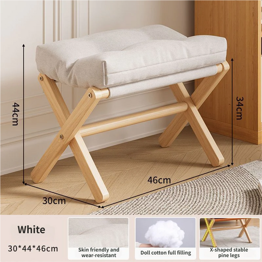 White Foldable Ottoman & Padded Footstool