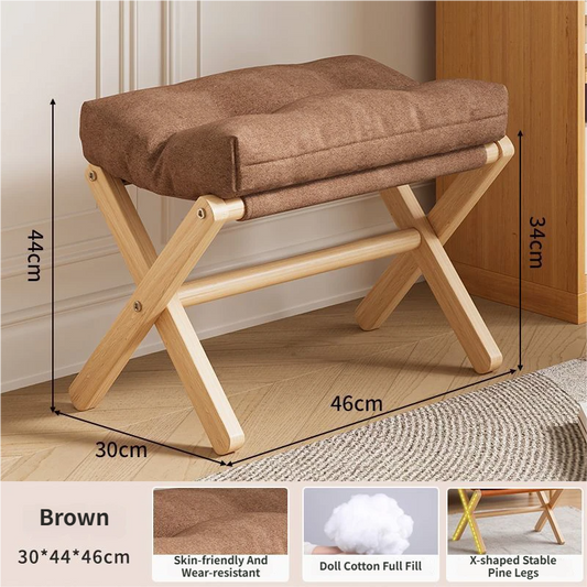 Brown Foldable Ottoman & Padded Footstool