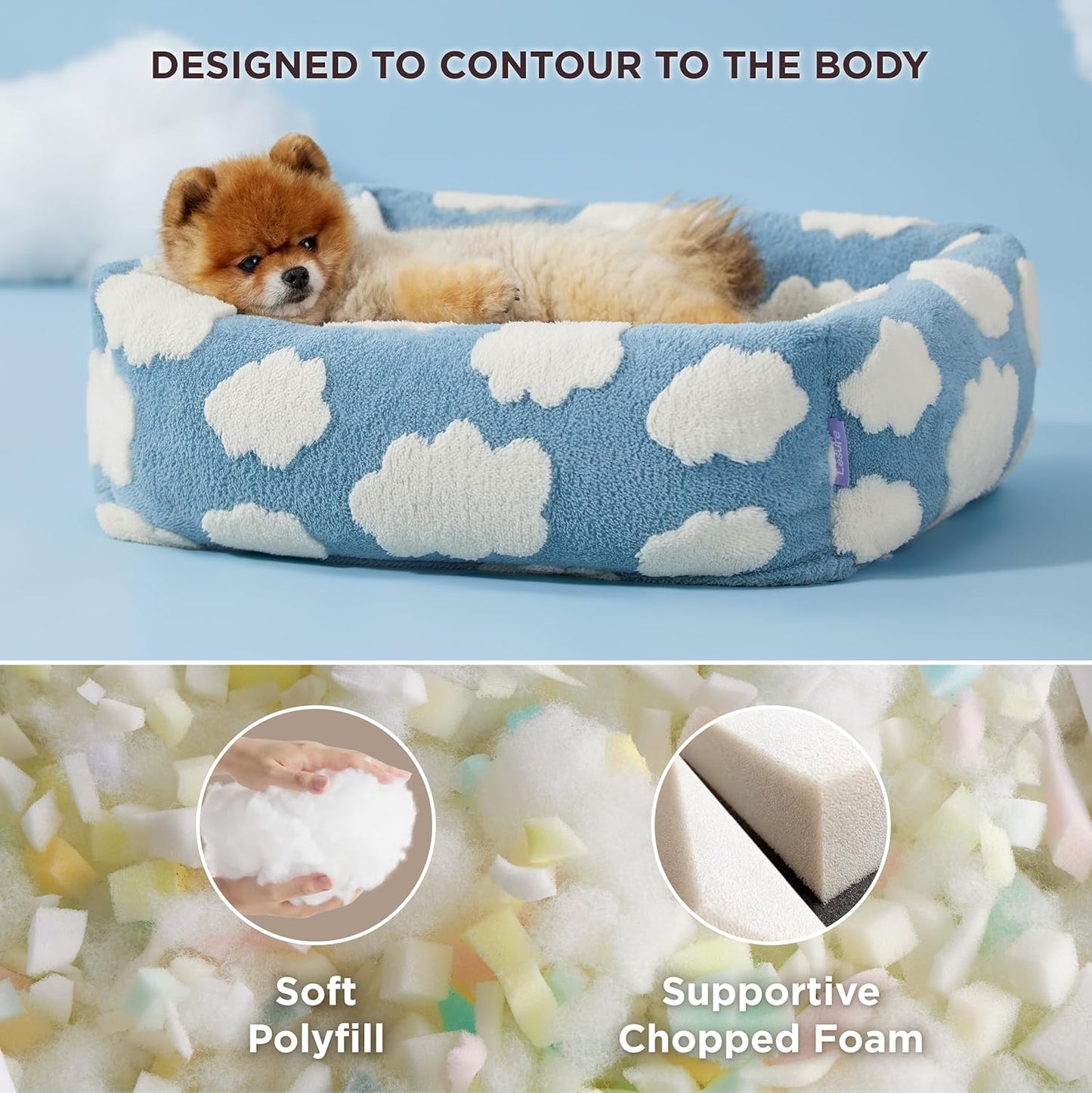 Blue Sky and White Clouds Machine Washable Calming Dog & Cat Sofa