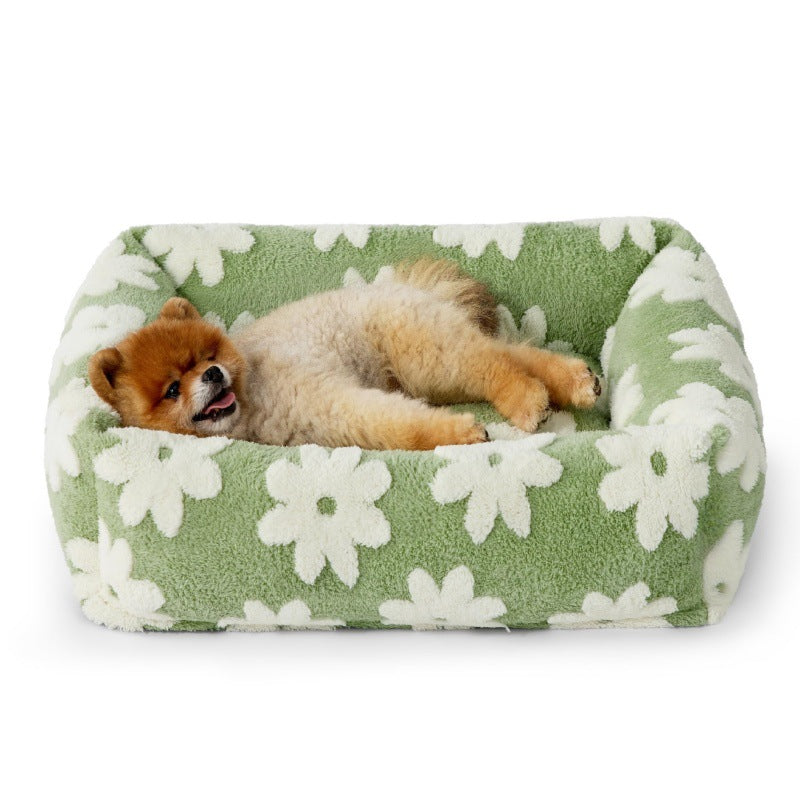 Green Daisies Machine Washable Calming Dog & Cat Sofa