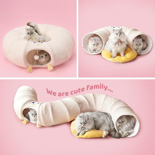 2-in-1 Cat Tunnel & Doughnut Nest