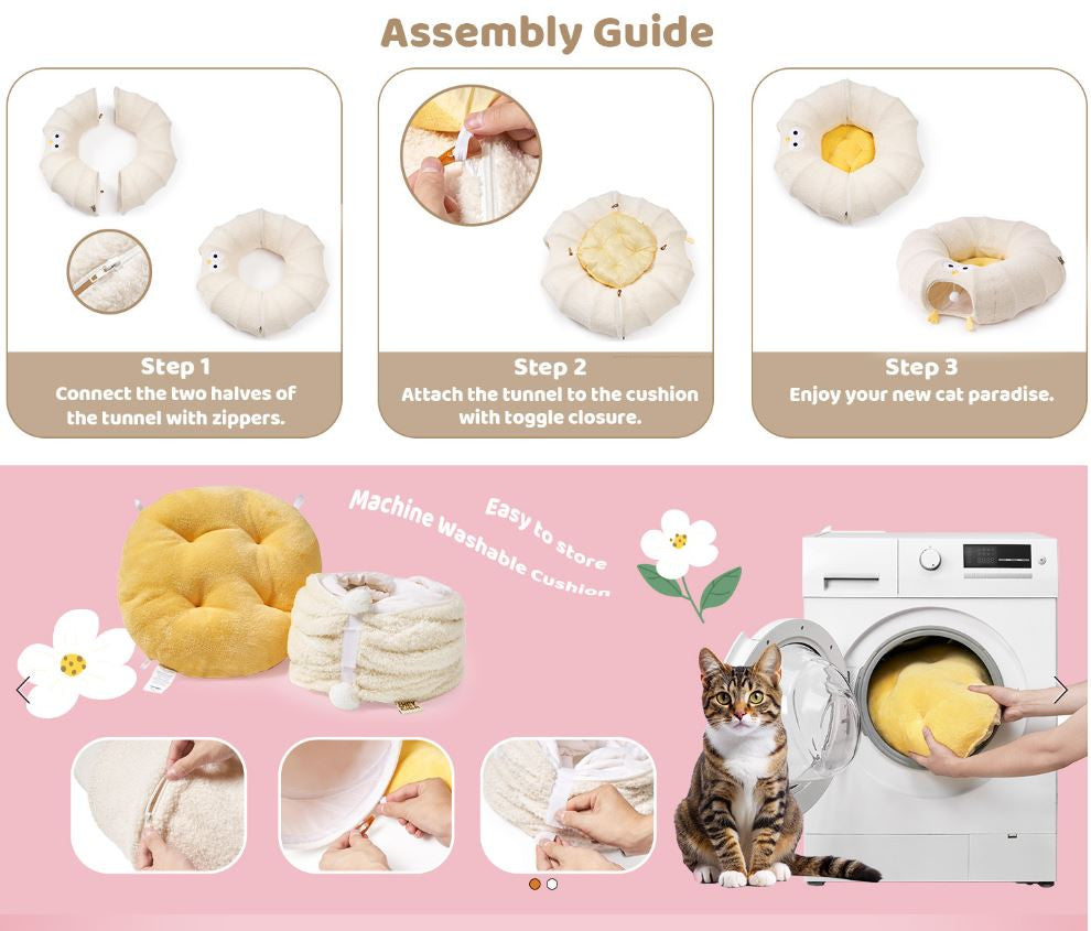 2-in-1 Cat Tunnel & Doughnut Nest