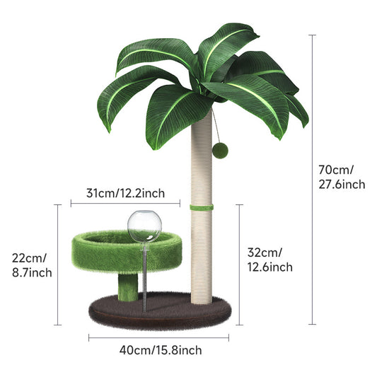 All-in-One 70CM Tall Sisal Scratching Post,Interactive Wobbling Feeder