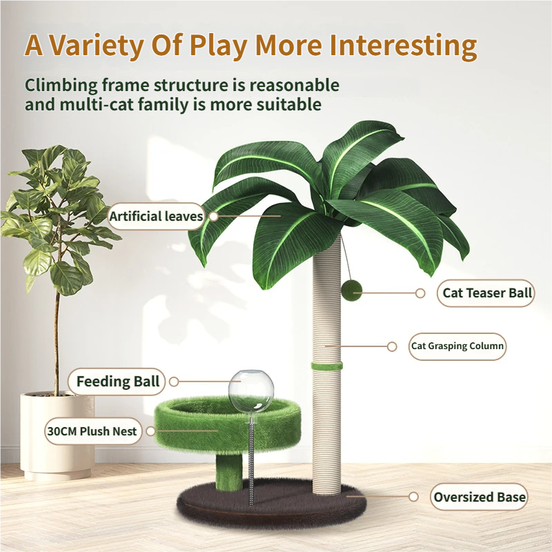 All-in-One 70CM Tall Sisal Scratching Post,Interactive Wobbling Feeder
