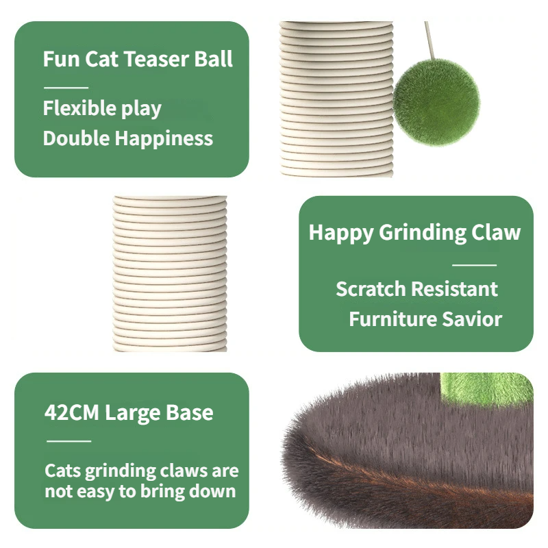 All-in-One 70CM Tall Sisal Scratching Post,Interactive Wobbling Feeder