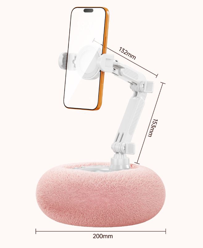 2-in-1 Pink Soft Plush Pillow Base & Tablet Holder