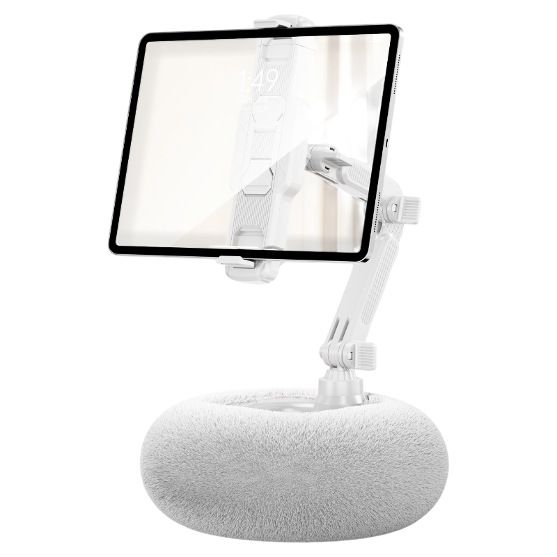 2-in-1 White Soft Plush Pillow Base & Tablet Holder