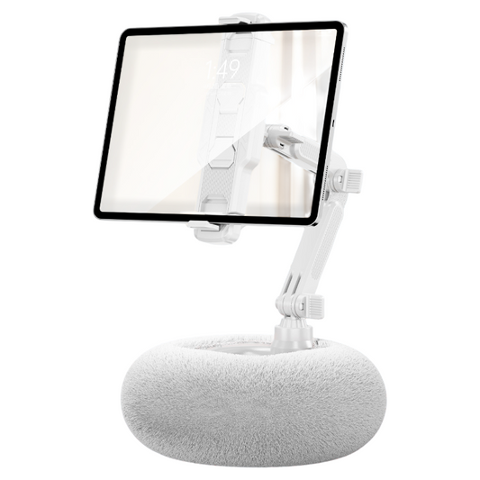 White Plush Tablet Pillow Stand