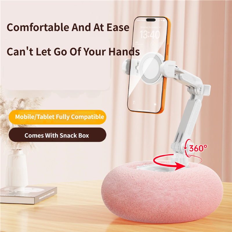 2-in-1 White Soft Plush Pillow Base & Tablet Holder