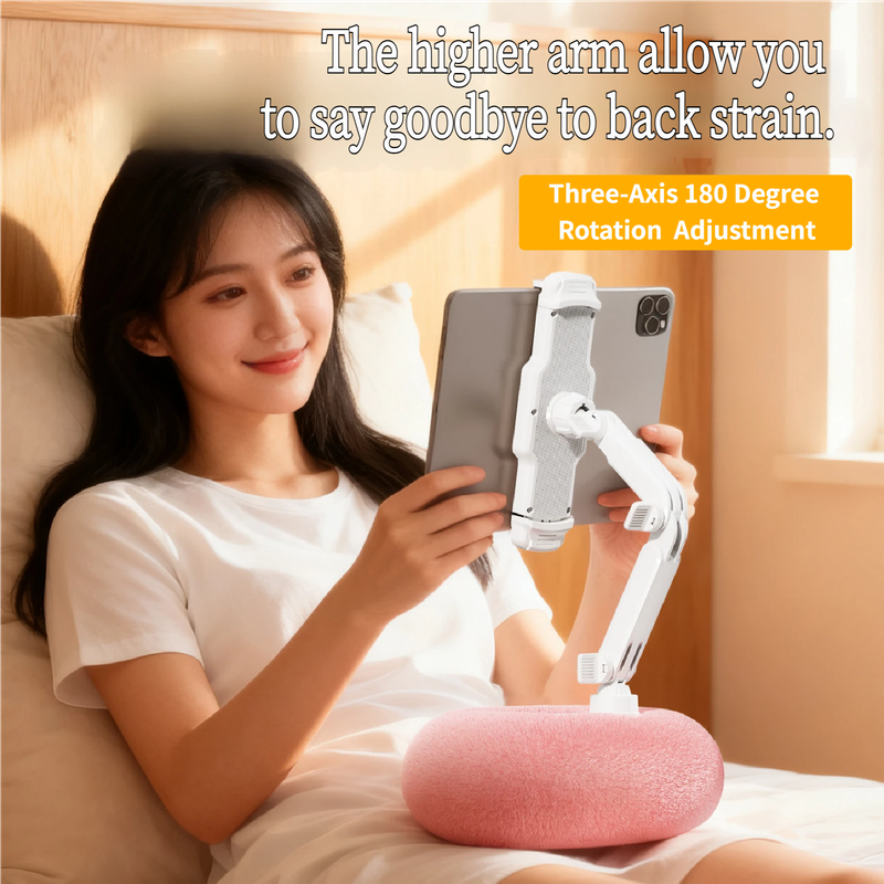 2-in-1 White Soft Plush Pillow Base & Tablet Holder