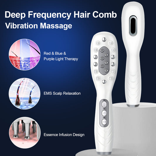 White Porrtable EMS Vibration Scalp Massager & Hair Growth Comb - Hair Rescue