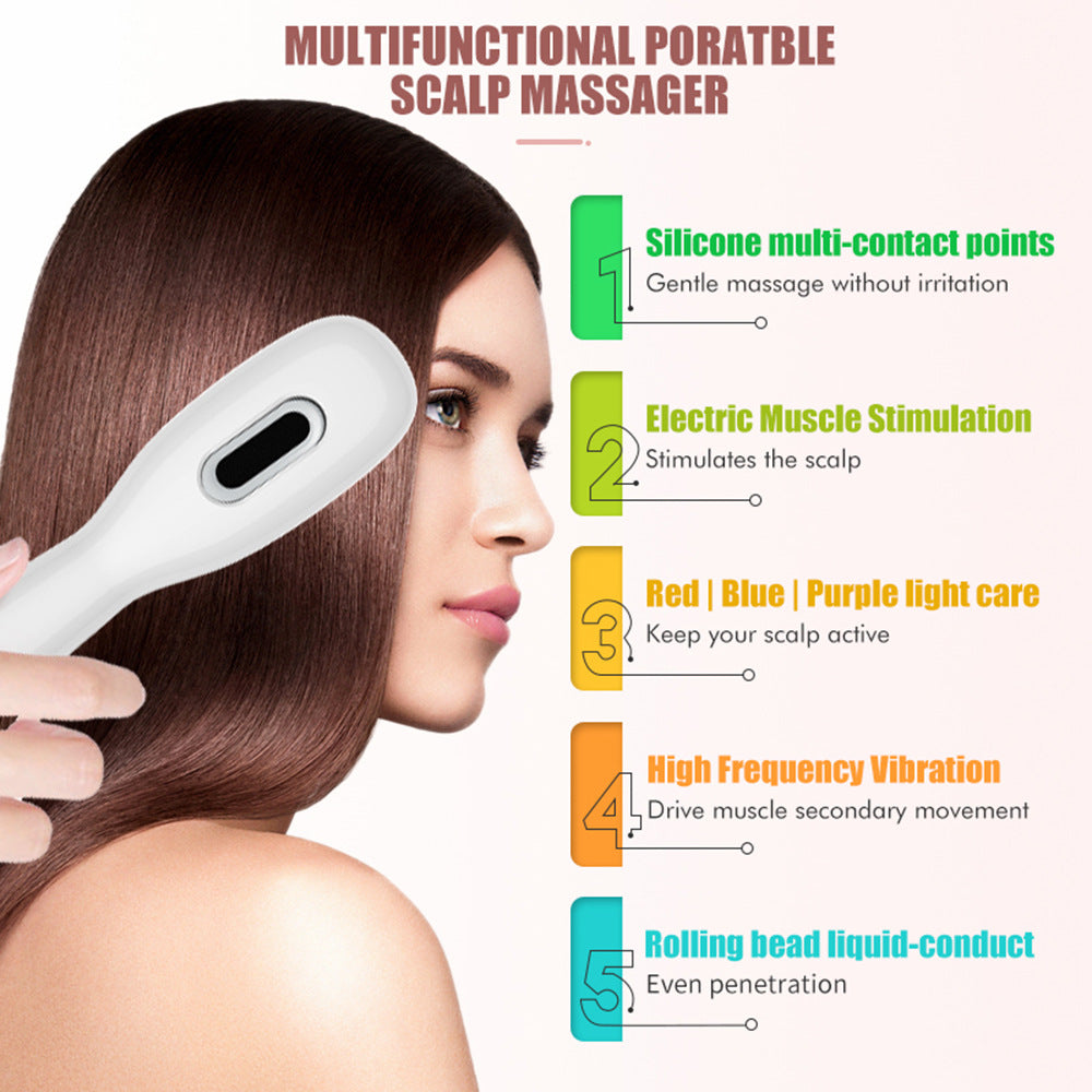 White EMS Vibration Scalp Massager Comb